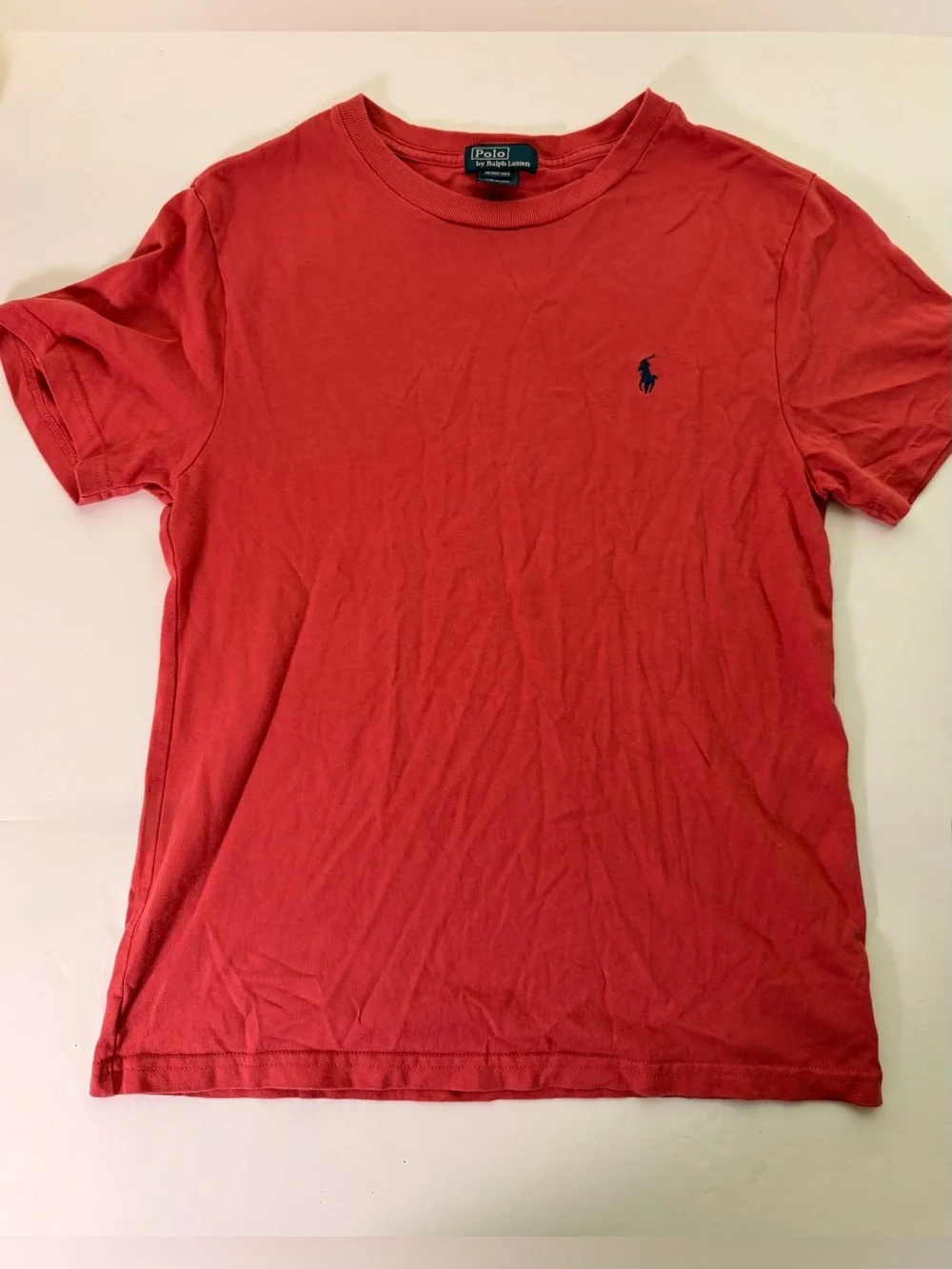 Ralph Lauren dark salmon Short-Sleeve size 10-12 Crewneck Tee with Navy Pony